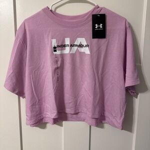 Under Armour Women's UA Campus Boxy Crop Short Sleeve T-Shirt Size Small Purple